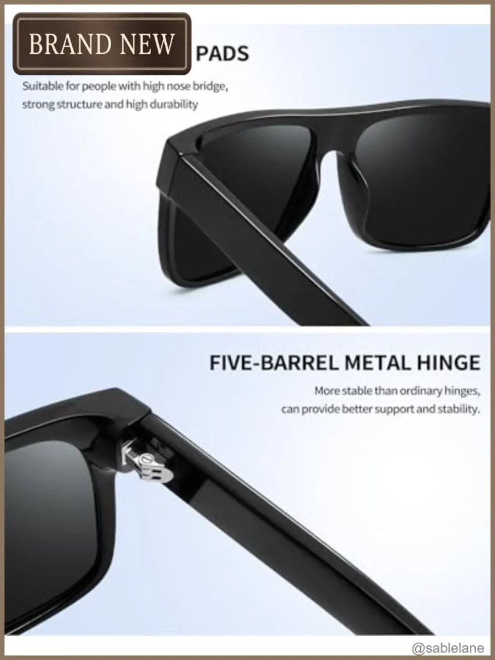 Flat Top Square Polarized Sunglasses UV400 Acetate